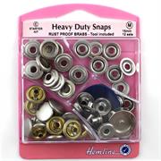HEMLINE HANGSELL - Heavy Duty Snaps Starter Kit, 15mm (12 Sets) - nickel